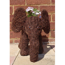 Rattan Elephant Planter Large